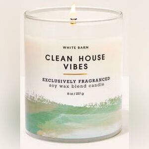 White Barn Green and White Candle